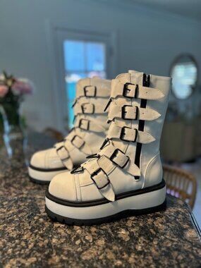 Demonia white Rave boots New